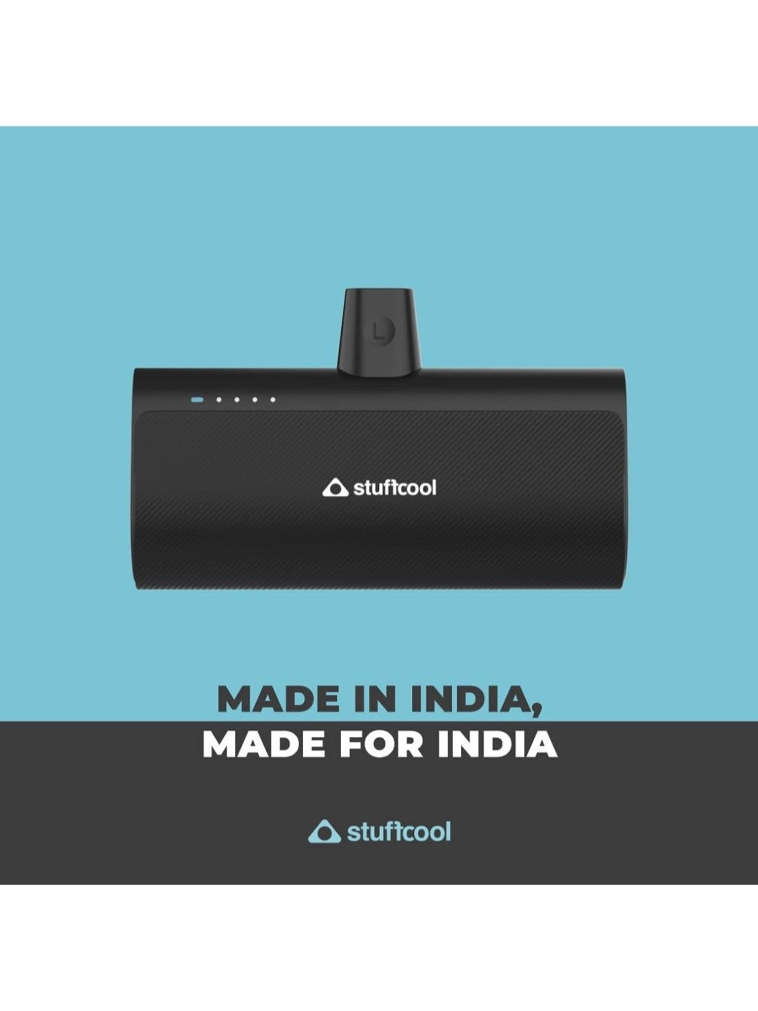 Stuffcool Snap 5000mAh Super Compact Lightning Power Bank with 20W PD Output (Black)