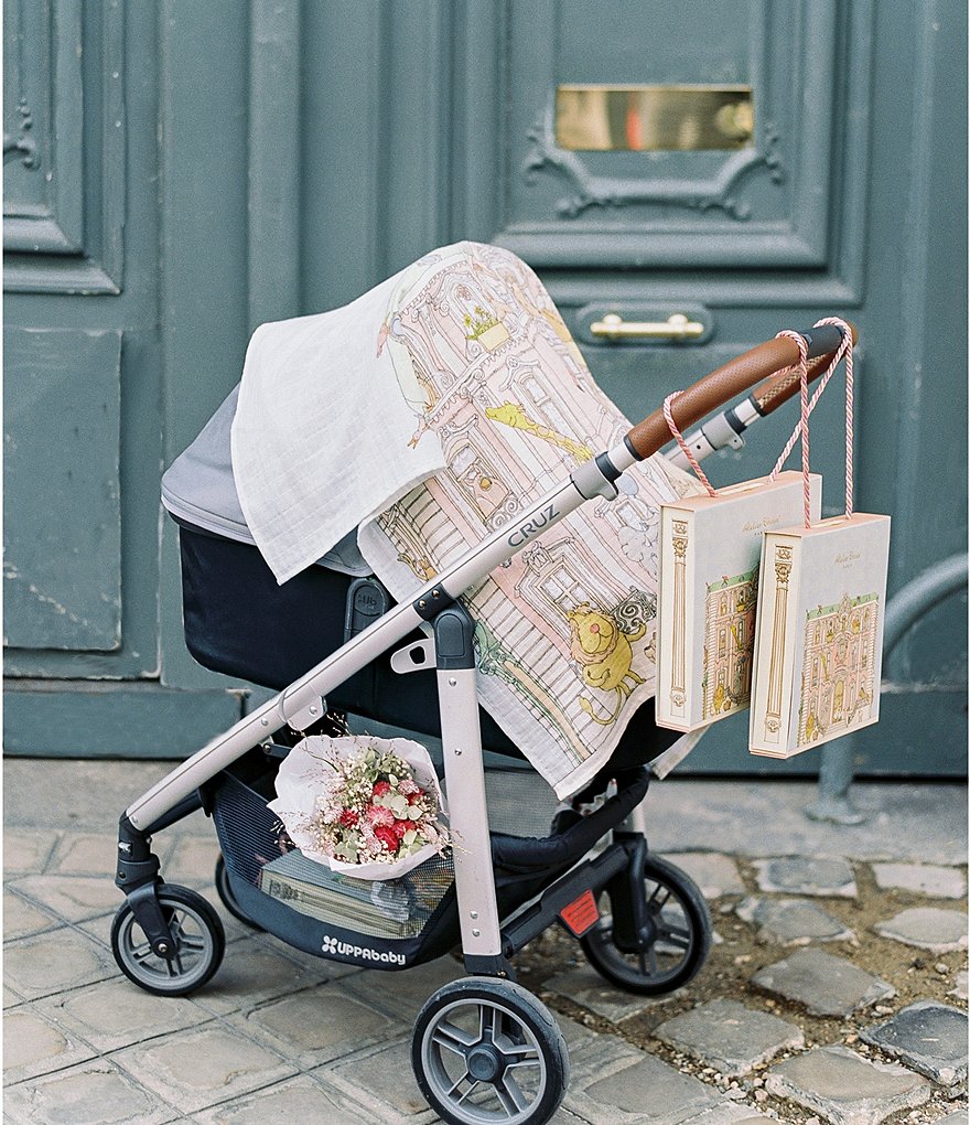 Atelier Choux Paris Organic Cotton Baby Monceau Mansion Swaddle Blanket with Gift Box