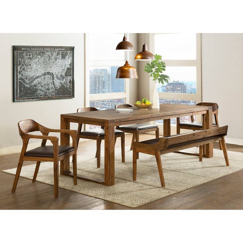 6pc Rasmus Extendable Dining Table Set Chestnut Wire-Brush - Boraam