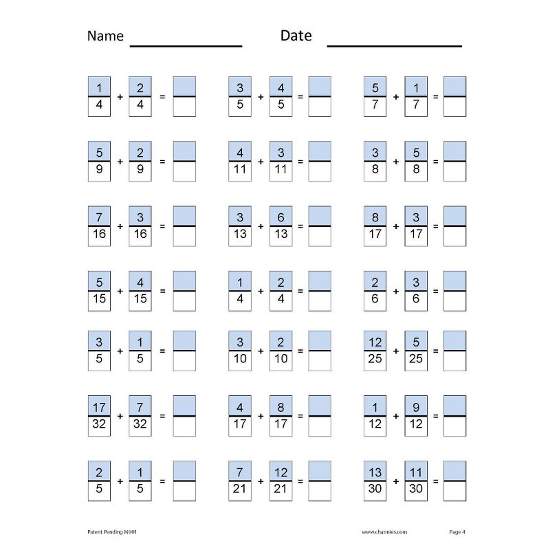 Channie's One Page A Day Beginning Fractions