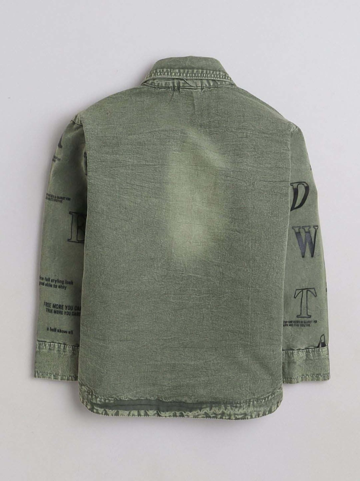 Fourfolds Boys Green & Blue Printed Full Sleeves Clothing Set