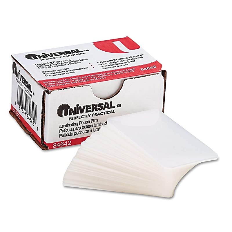 UNV84642 100 per Box Clear Laminating Pouches 2 14Inch x 3 34Inch 2 pack