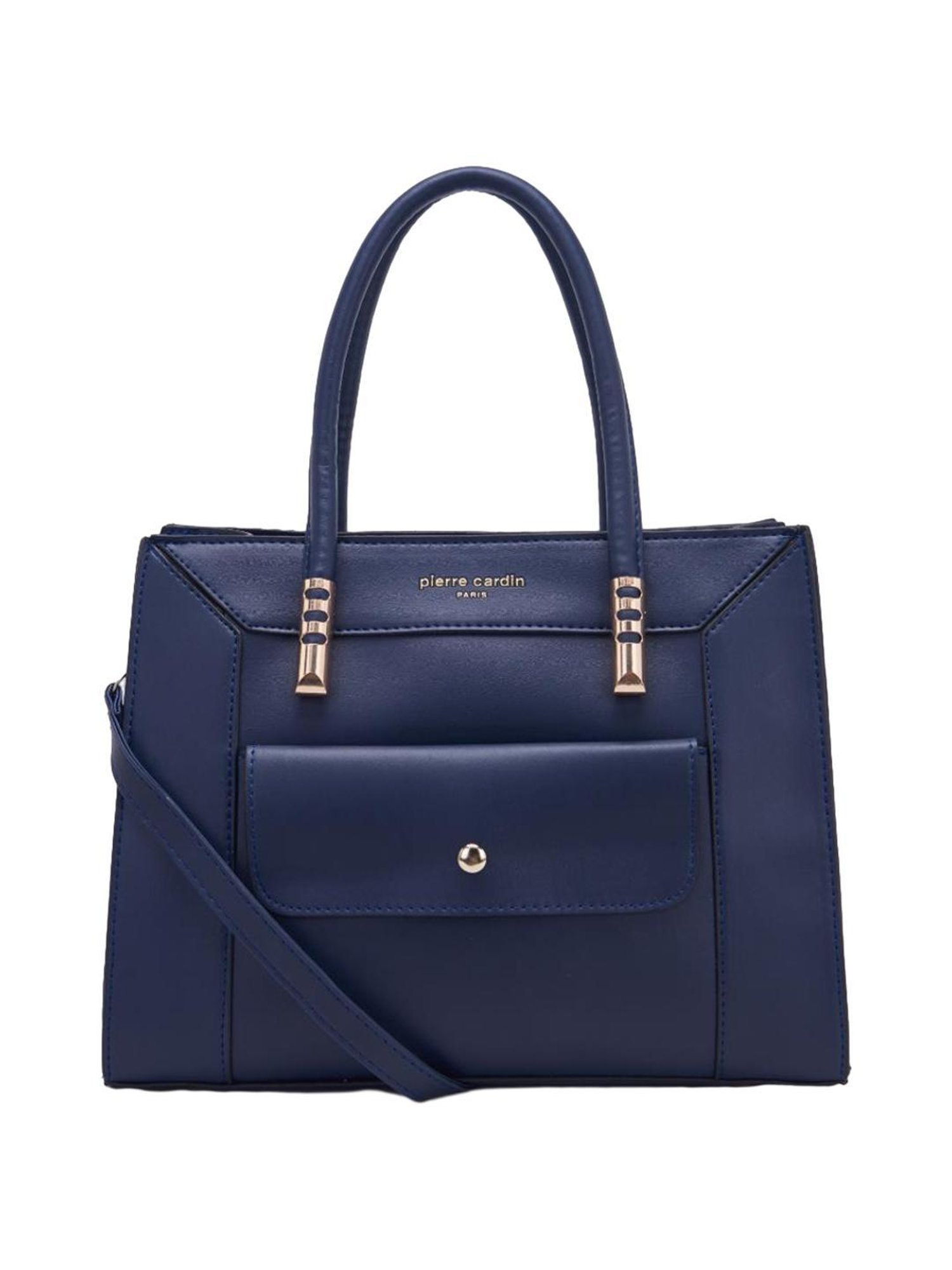 Pierre Cardin Navy Blue Solid Satchel Handbag