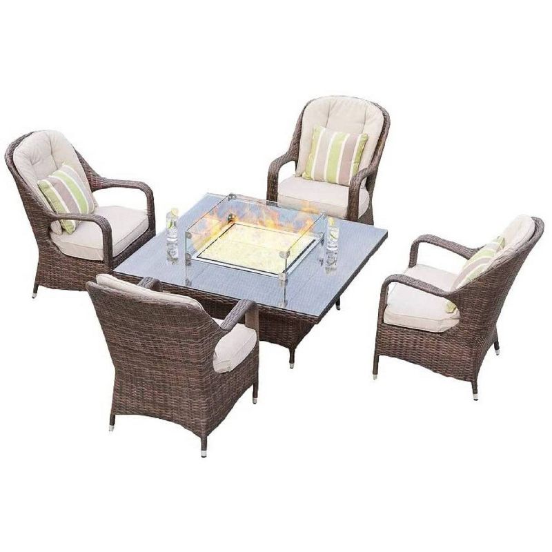 5pc Wicker Fire Pit Patio Seating Set - Direct Wicker