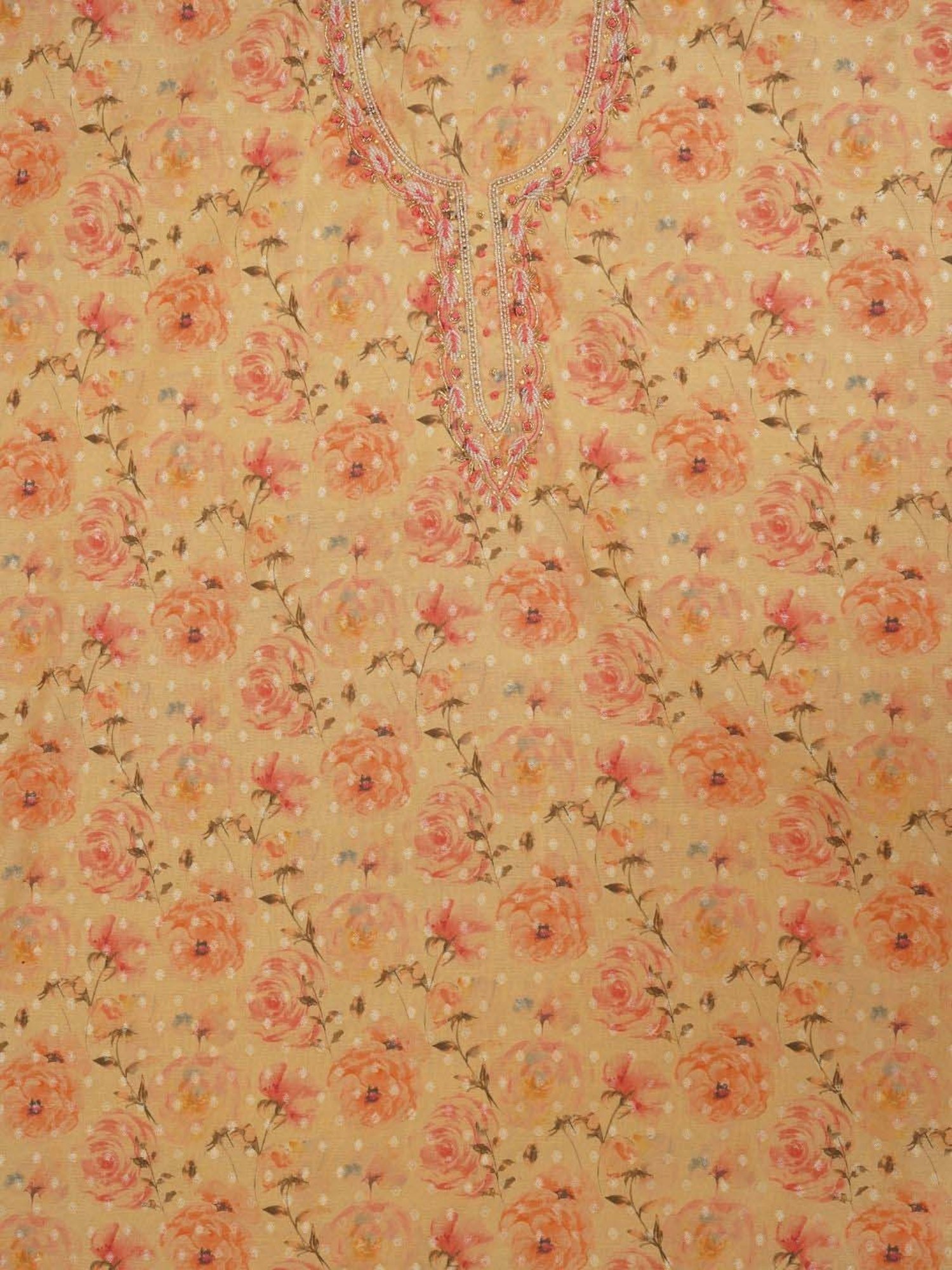 Jaipur Kurti Yellow Embellished Unstitched Dress Material