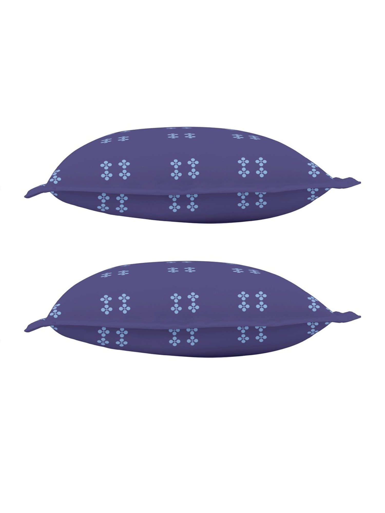 Petal Home Hooghly Motif Navy Blue 300 TC Cotton King Sized Pillow Covers - Set of 2