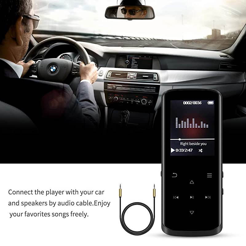 Player16GB Player with BluetoothBuiltin SpeakerPortable HiFi Lossless Sound Music Player with FM Radio Voice Recorder Touch Button with Screen Support up to 128GBBlack