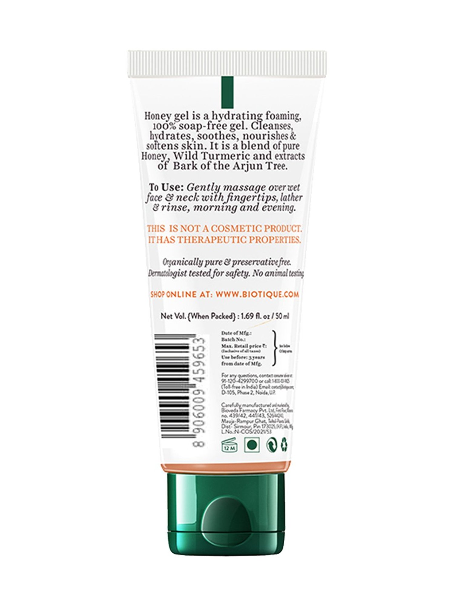 Biotique Honey Gel Soothe & Nourish Foaming Face Wash - 50 ml