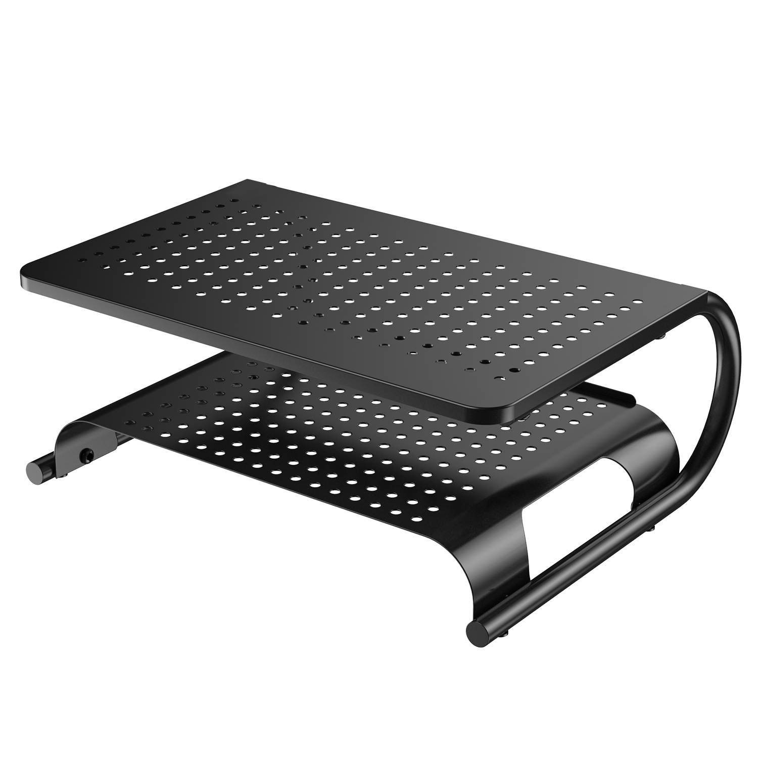 Monitor Stand Riser with Vented Metal Base, 2 Tier Desk Organizer Stand for Laptop Computer, Desktop Printer Stand with Anti-Slip Pads Holds 44lbs, Versatile as Storage Shelf & Screen Holder by HUANUO