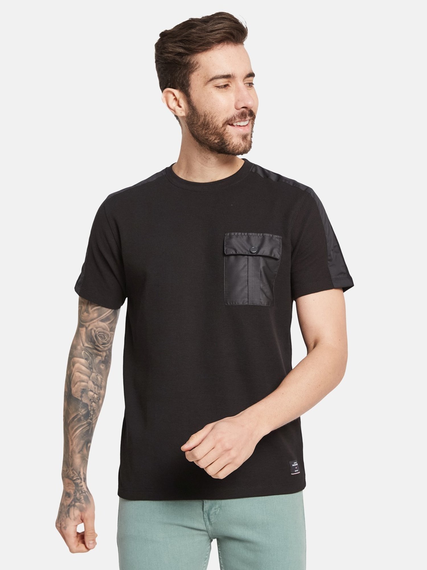 Octave Black Regular Fit T-Shirt