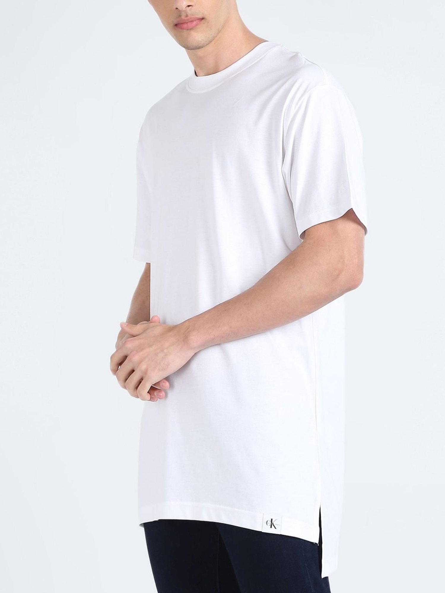 Calvin Klein Jeans White Comfort Fit Logo Printed T-Shirt