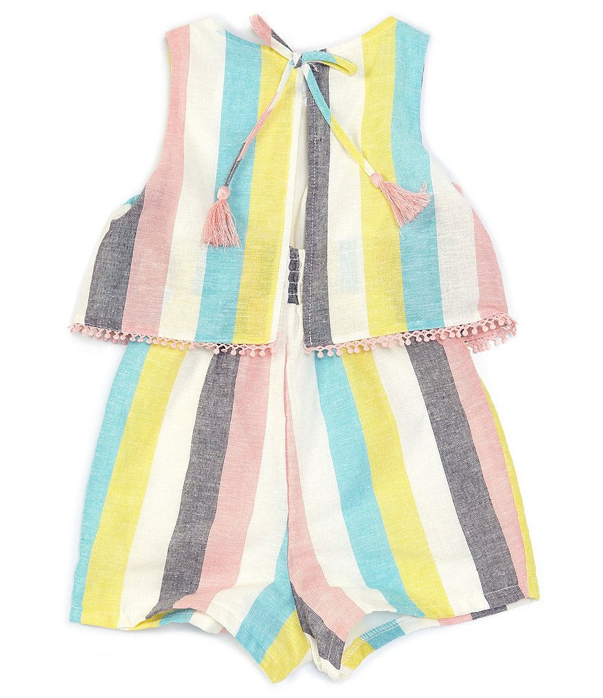 Rare Editions Little Girls 4-6X Printed Chiffon Jumpsuit & Denim Vest Set