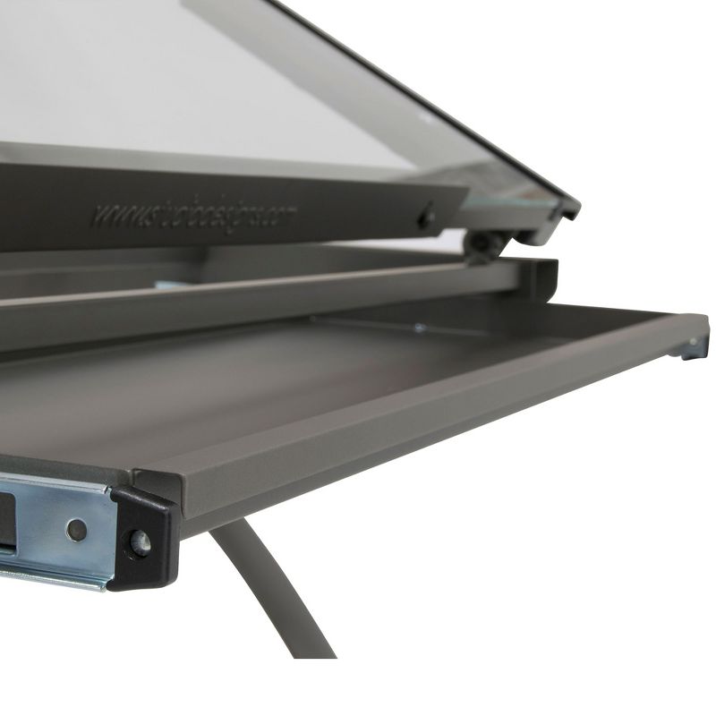 SD Studio Designs Futura 38013 Metal and Glass Hobby Desk, Pewter / Clear Glass