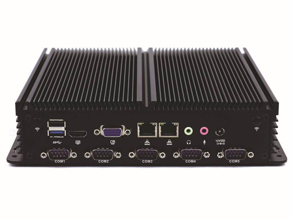 Fanless Industrial PC Rugged Computer IPC Mini PC Windows 10 Pro/ Linux with Intel Quad Core J1900 6 COM 2 LAN 3G 4G WiFi Support SIM Slot 8G RAM 128G SSD Partaker I13