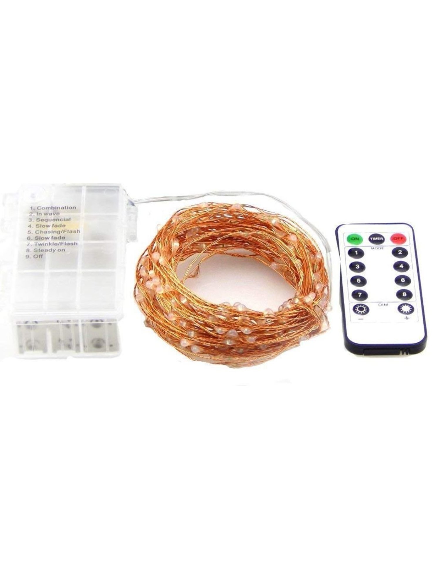 XERGY 8 Mode Copper Wire 100 LED String Fairy Light with Remote (Yellow)