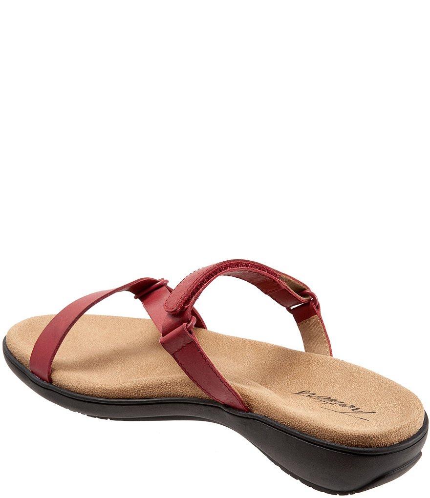 Trotters Raja Leather Adjustable Hook and Loop Slide Footbed Sandals