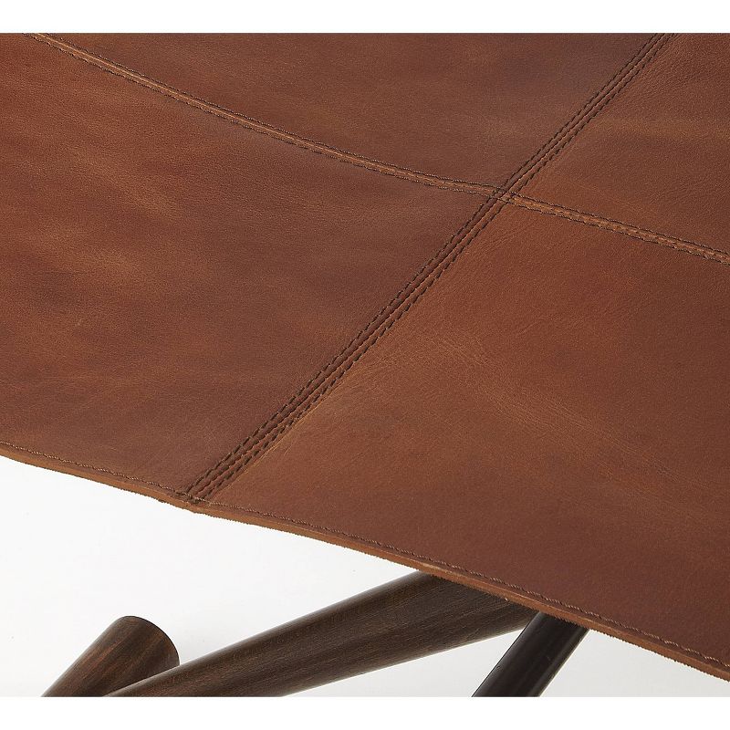 Sutton Leather Folding Stool Brown - Butler Specialty