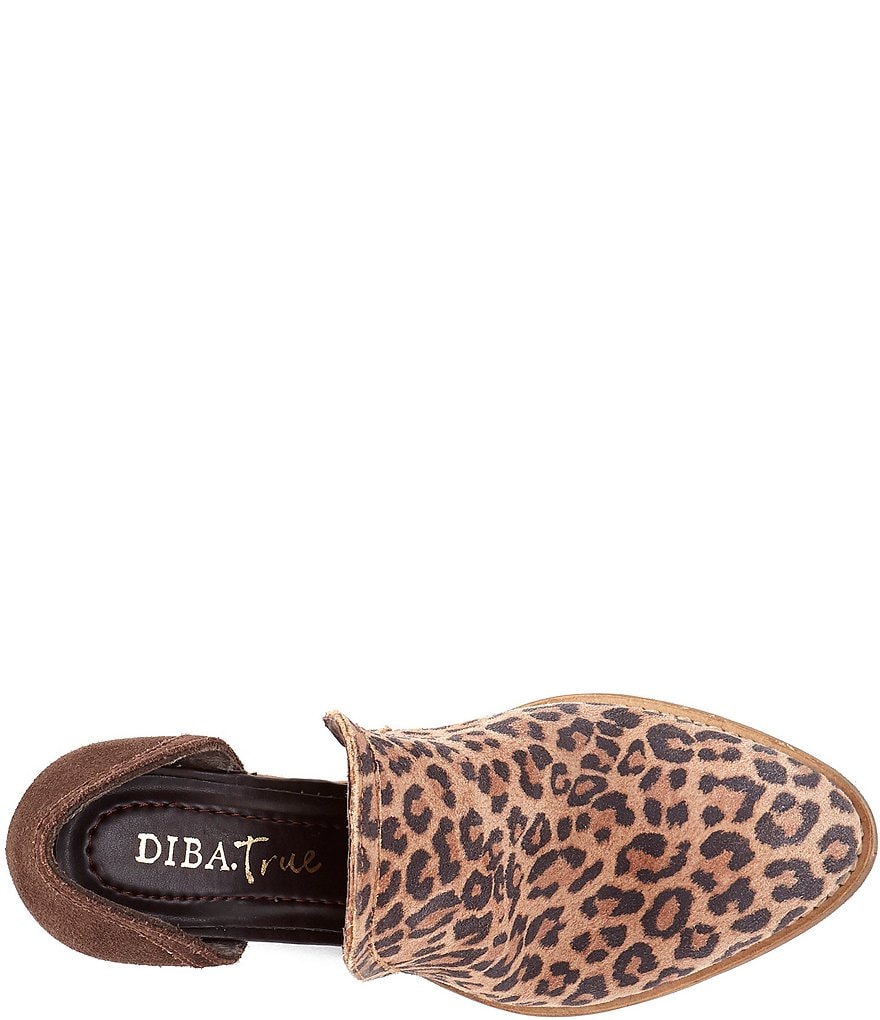 Diba True Shy Town Leopard-Print Suede Two-Piece Block Heel Booties