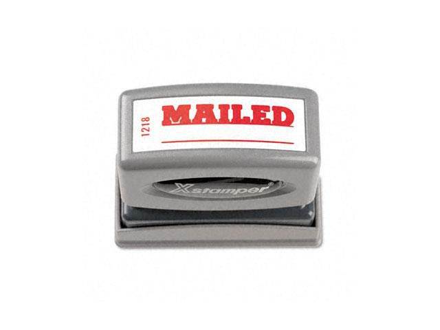 Xstamper ECO-GREEN 1218 Title Message Stamp, MAILED, Pre-Inked/Re-Inkable, Red
