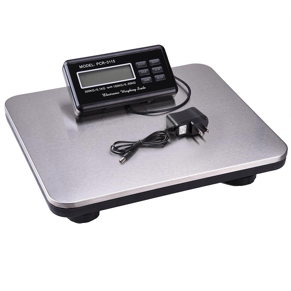 660lbs LCD AC Digital Floor Bench Scale Postal Platform Shipping 300KG Weigh