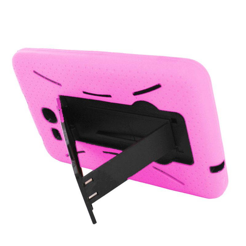KIQ Heavy Duty Hybrid Case, Dual layer Protection Tablet Cover Kickstand Built-in cut-outs for camera and charging ports For Samsung Galaxy Tab E 7.0 Lite, Galaxy Tab 3 7.0 Lite (Hot Pink)