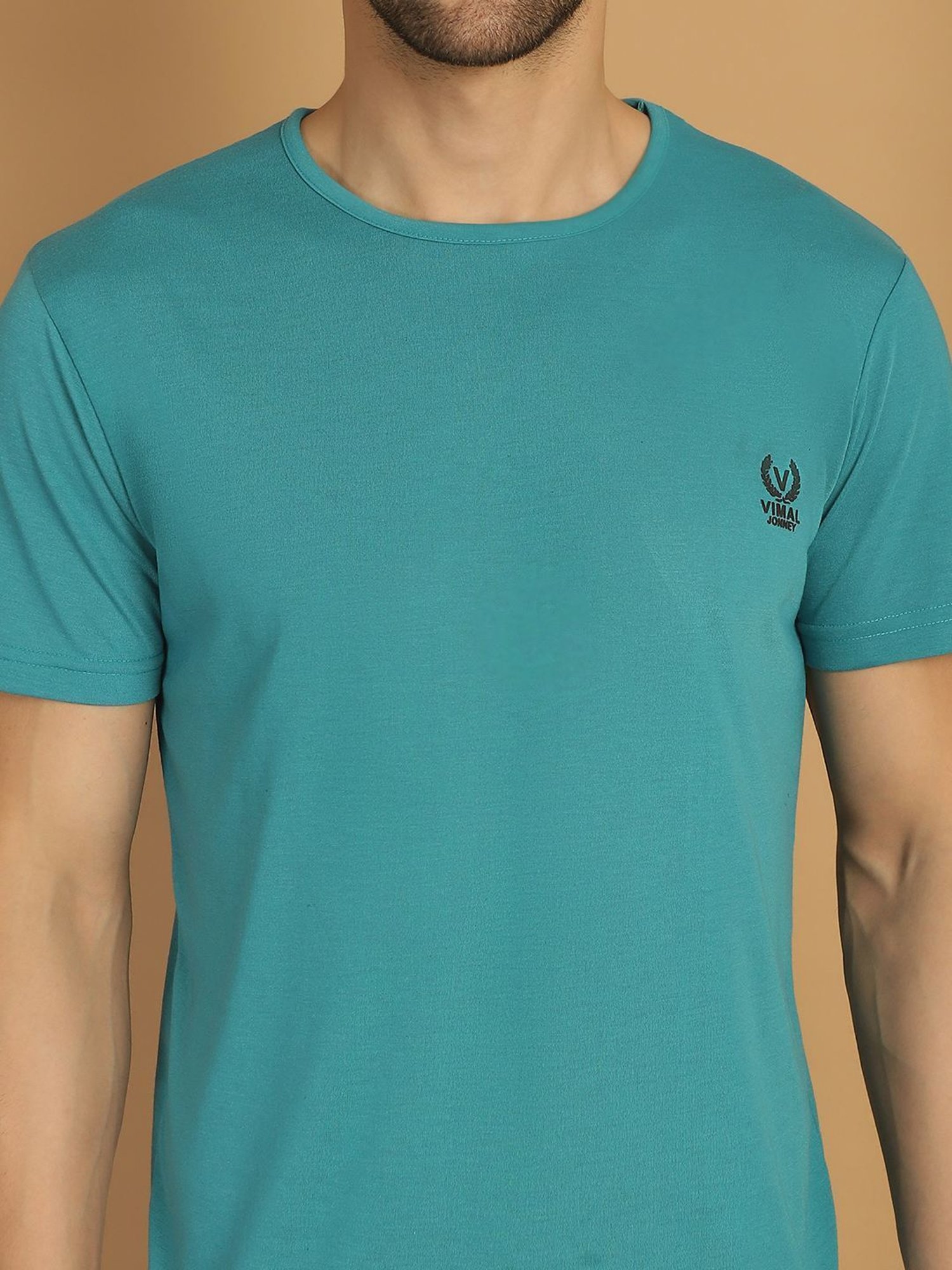 Vimal Jonney Green & Grey Regular Fit T-Shirt