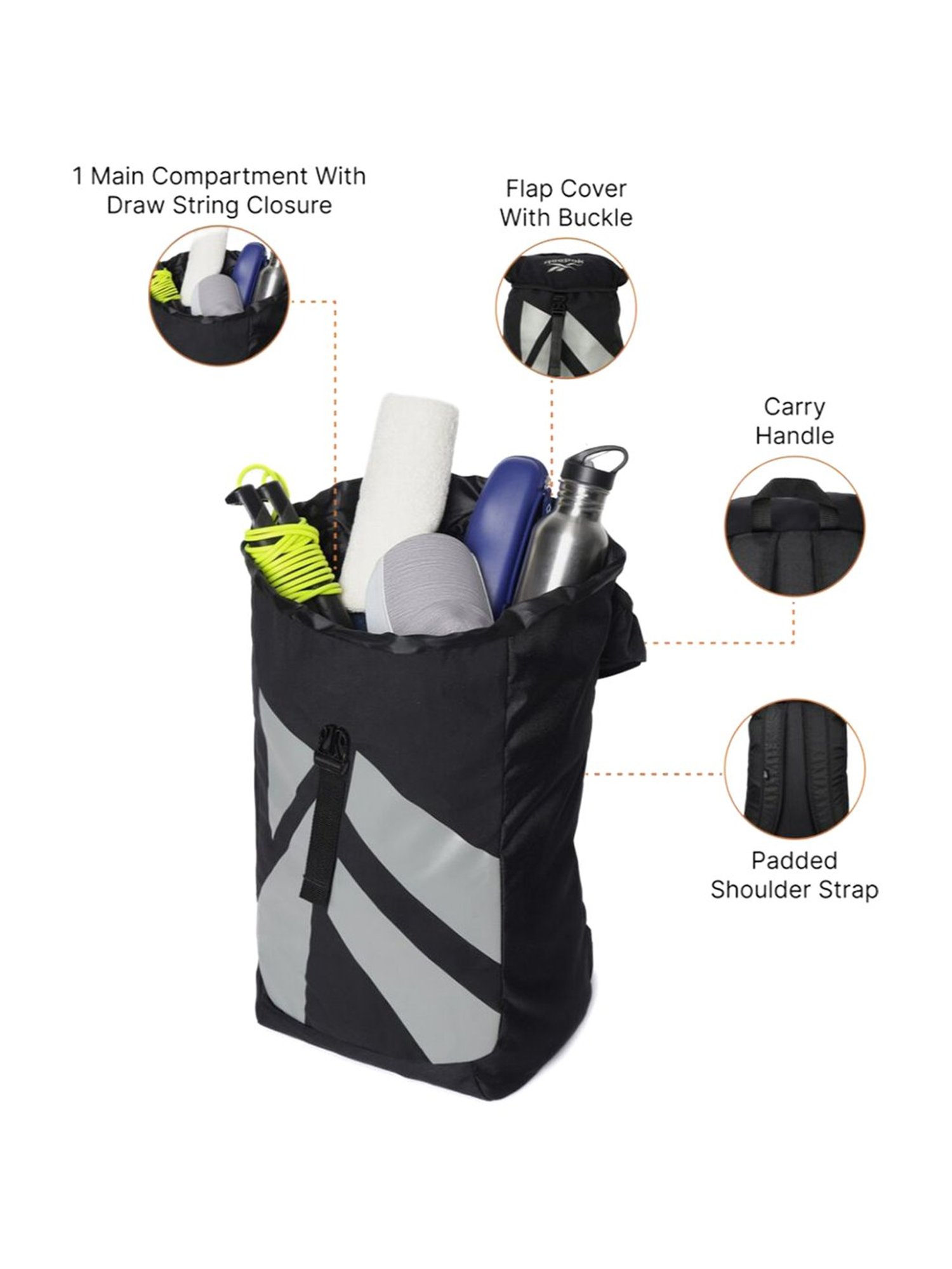 Reebok Black Rucksacks - 7 Ltrs