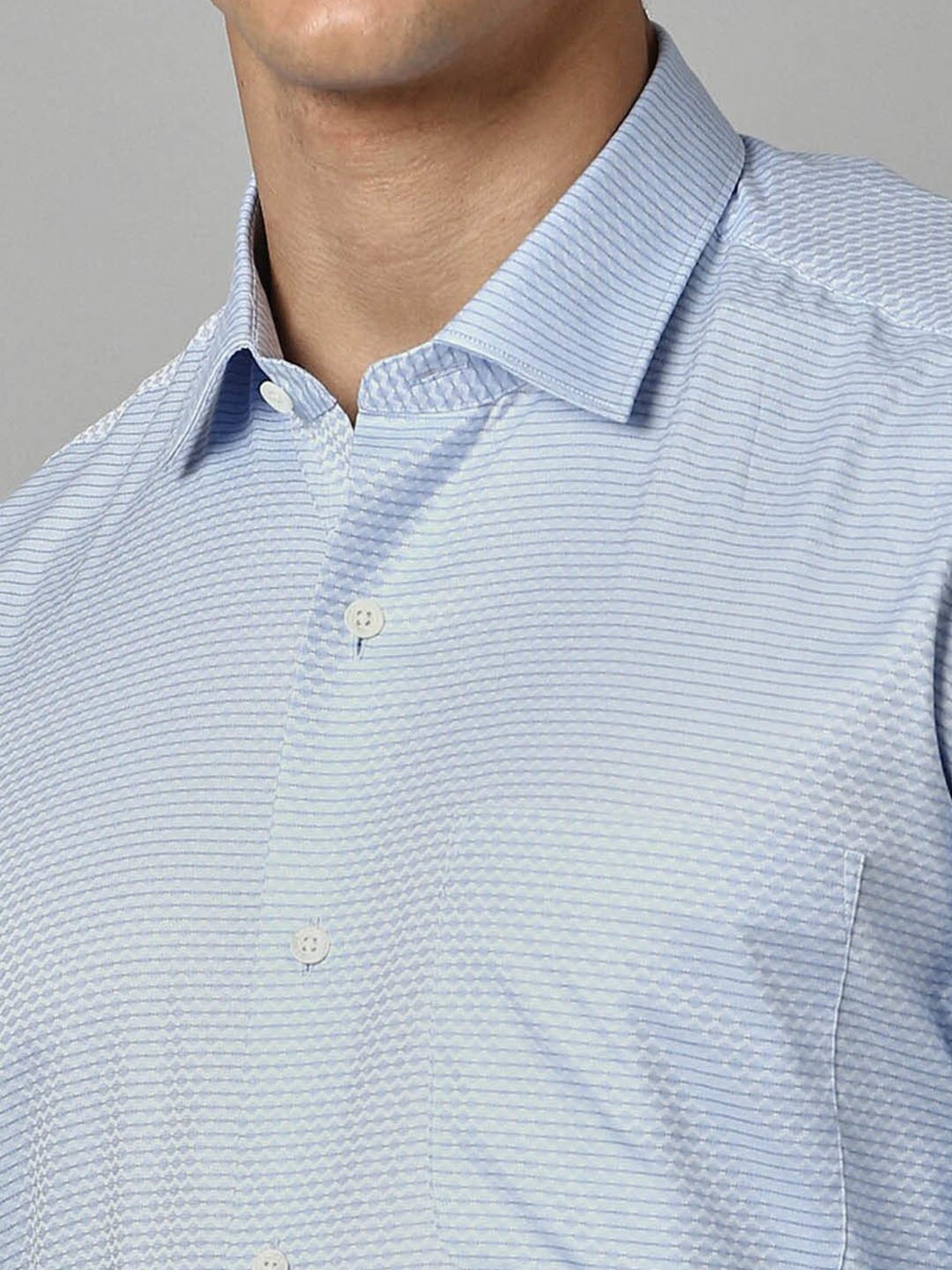 Luxure By Louis Philippe Blue Cotton Regular Fit Printed Shirt
