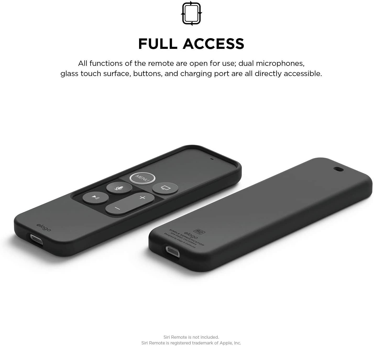 elago R2 Slim Case Compatible with Apple TV Siri Remote 1st Generation (Black) - Slim Design, Scratch-Free Silicone, Shock Absorption, Full Access