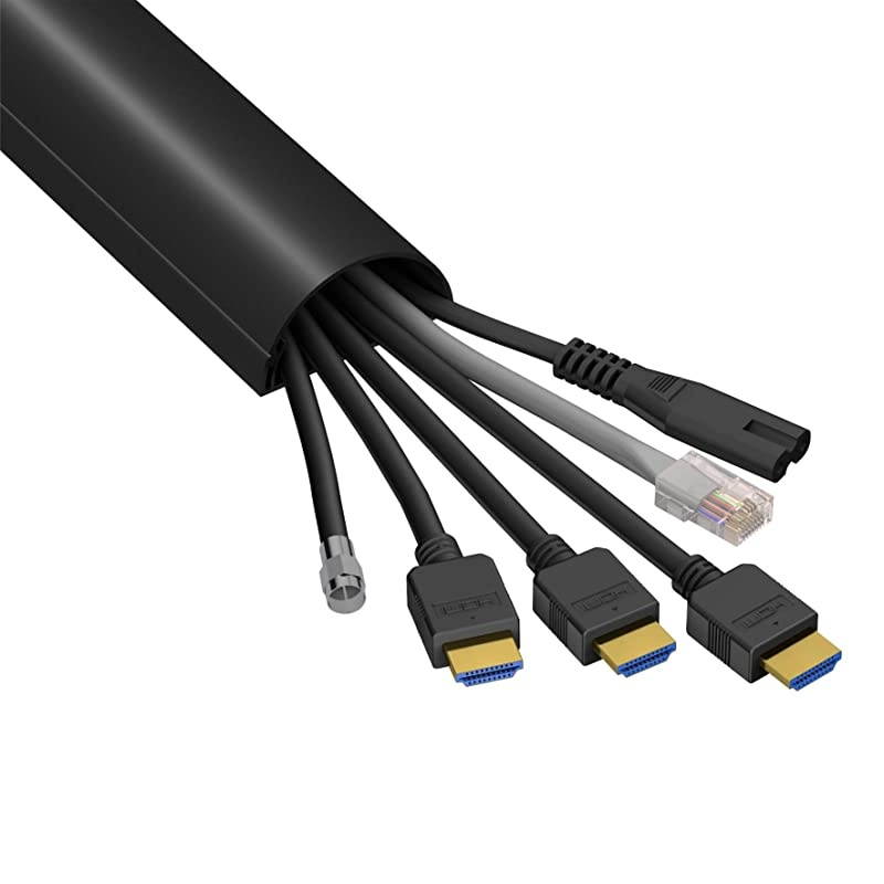 TV Cable Raceway OnWall Cord Cover Black | 39 Inch Large Channel to Hide and Conceal Cords Cables or Wires | Cable Management | 2 W x 1 H