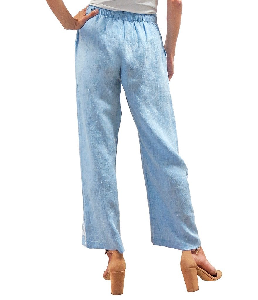 Karyn Seo Jo Drawstring Waist Floral Embroidered Linen Pants