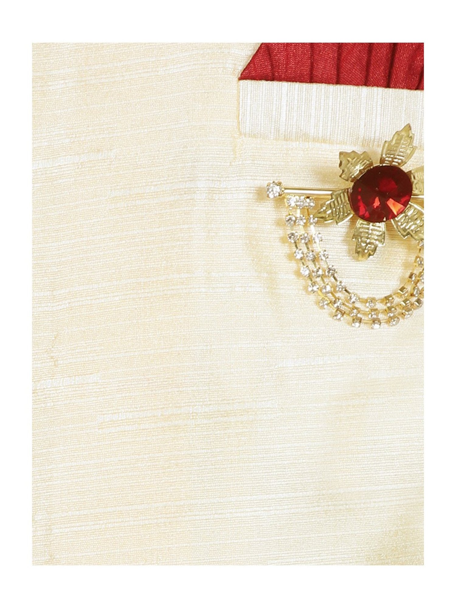 SG Yuvraj Kids Beige & Red Solid Sherwani with Pyjama