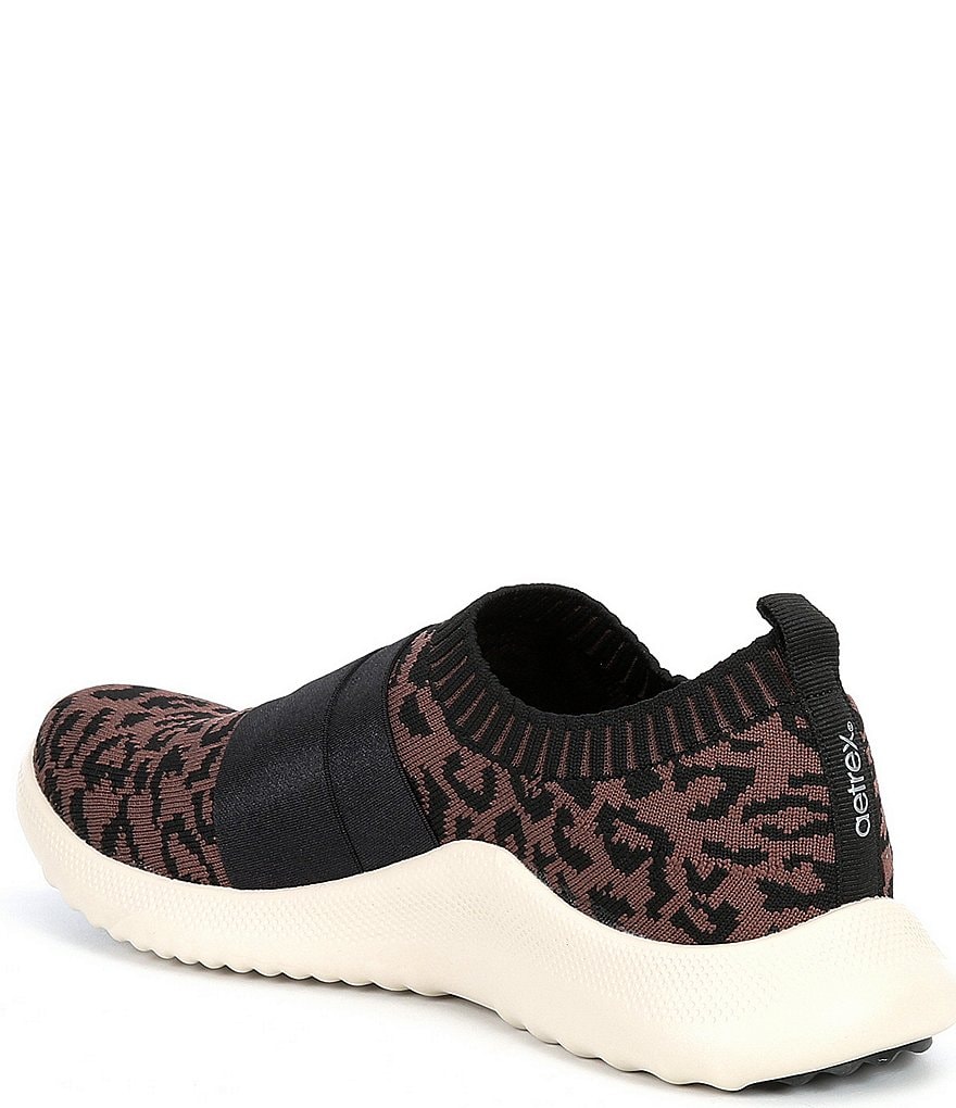 Aetrex Allie Leopard Knit Slip-On Sneakers
