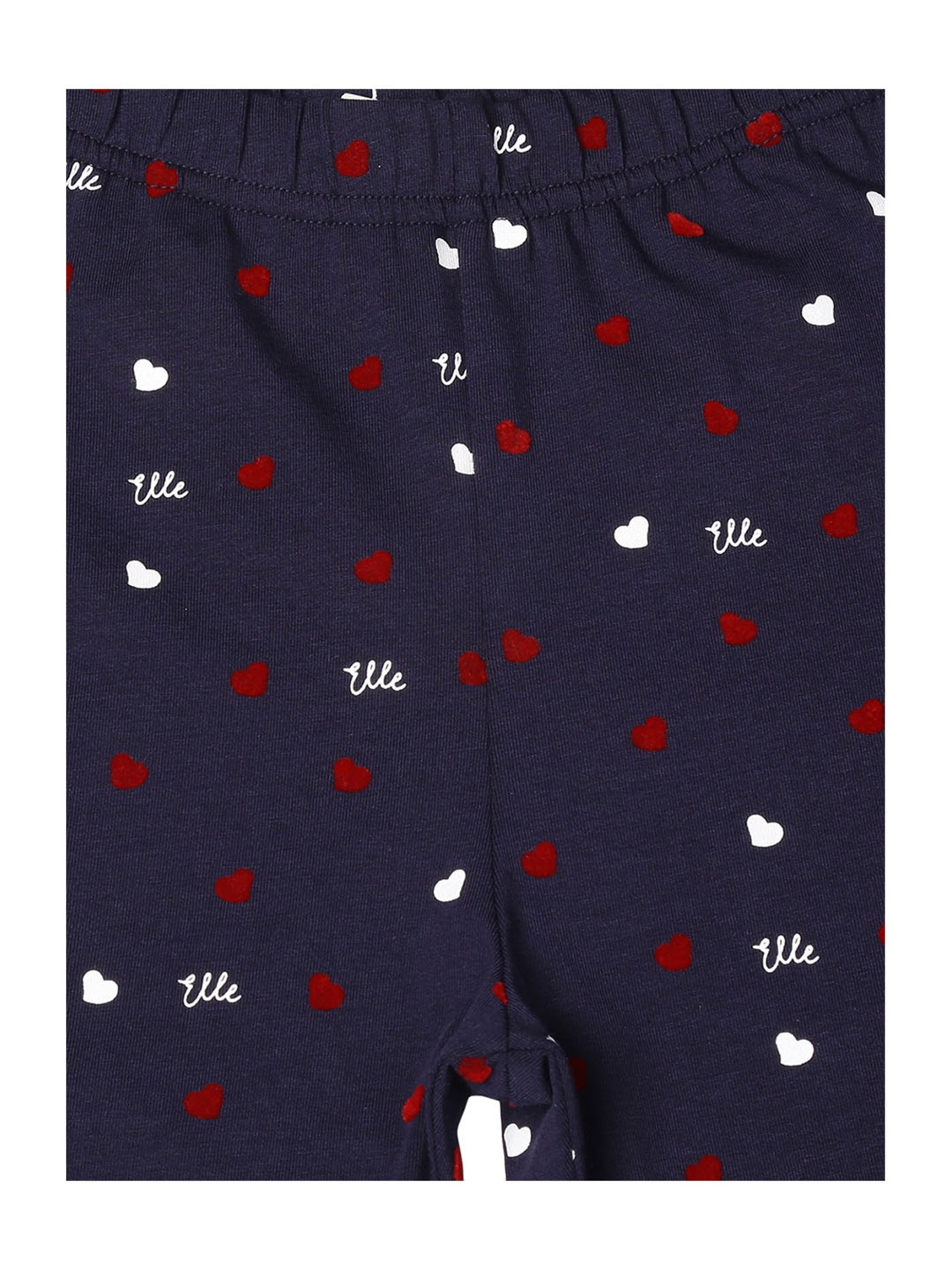 Elle Girls Navy Cotton Printed Leggings