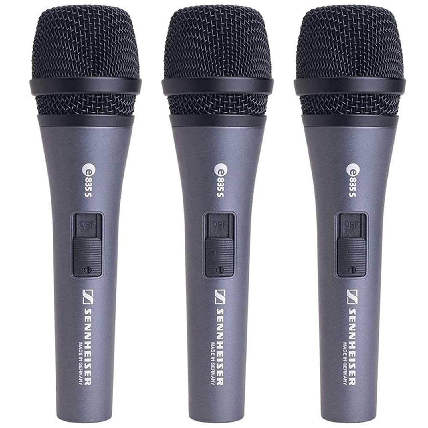Sennheiser E 835-S Live Vocal Microphone with On Off Switch - 3-Pack