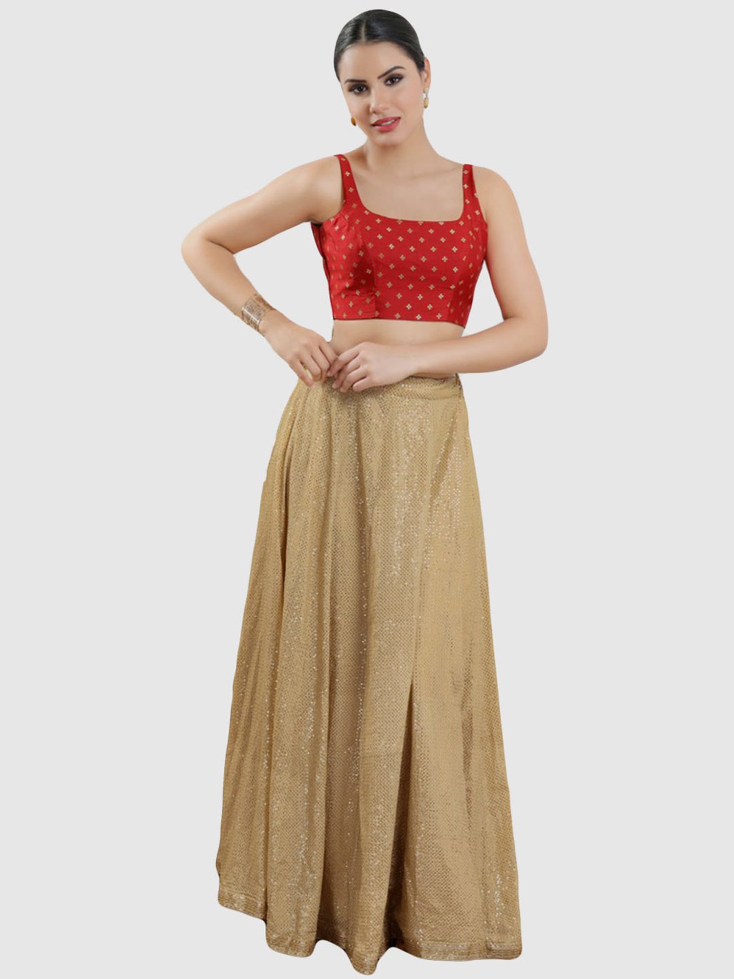 Salwar Studio Red Printed Blouse