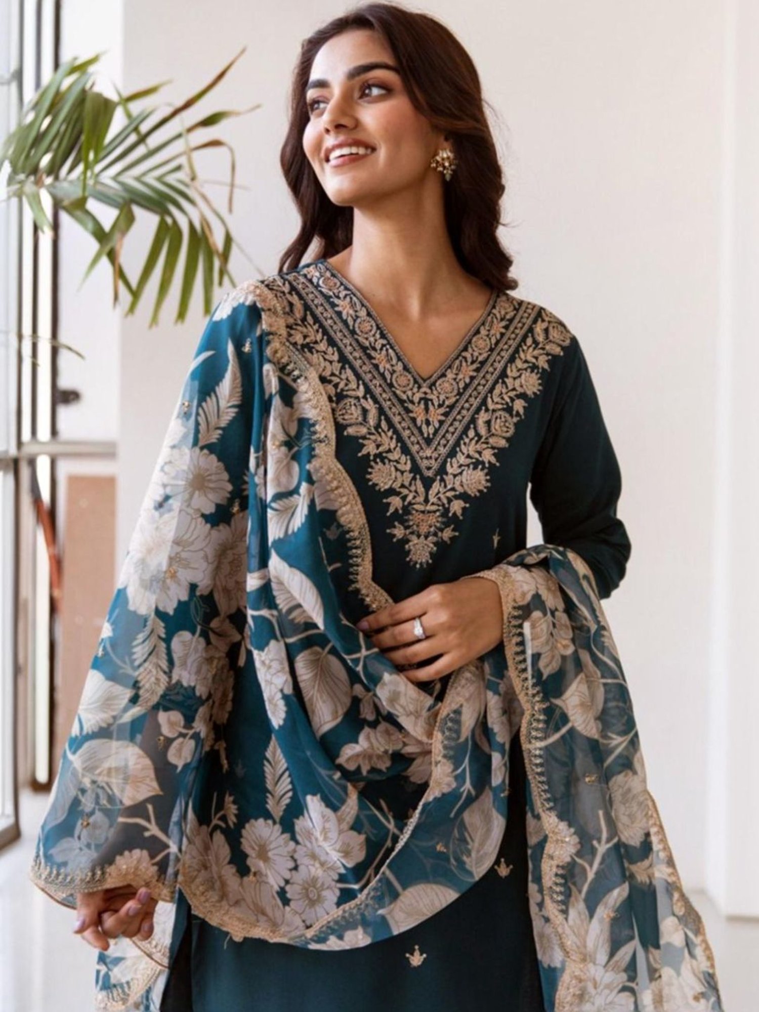 URBAN MYSTIC Black Rayon Embroidered Kurta & Sharara Set