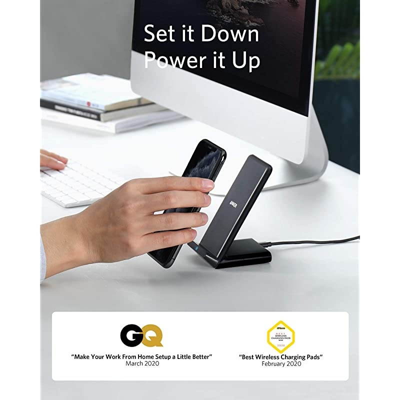 Wireless Charger 10W Max PowerWave Stand Upgraded QiCertified 75W for iPhone 11 11 Pro 11 Pro Max XR Xs Max XS X 8 8 Plus 10W for Galaxy S20 S10 S9 Note 10 Note 9 No AC Adapter