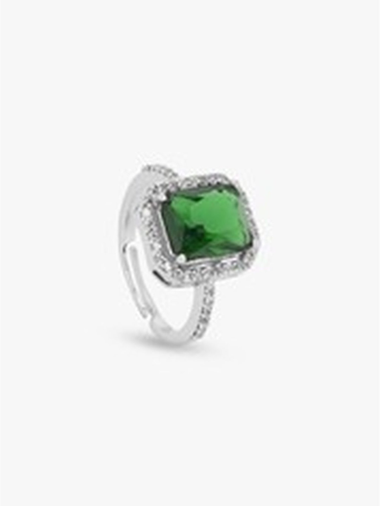 March by FableStreet 92.5 Sterling Silver Green Zircon Statement Ring for Women