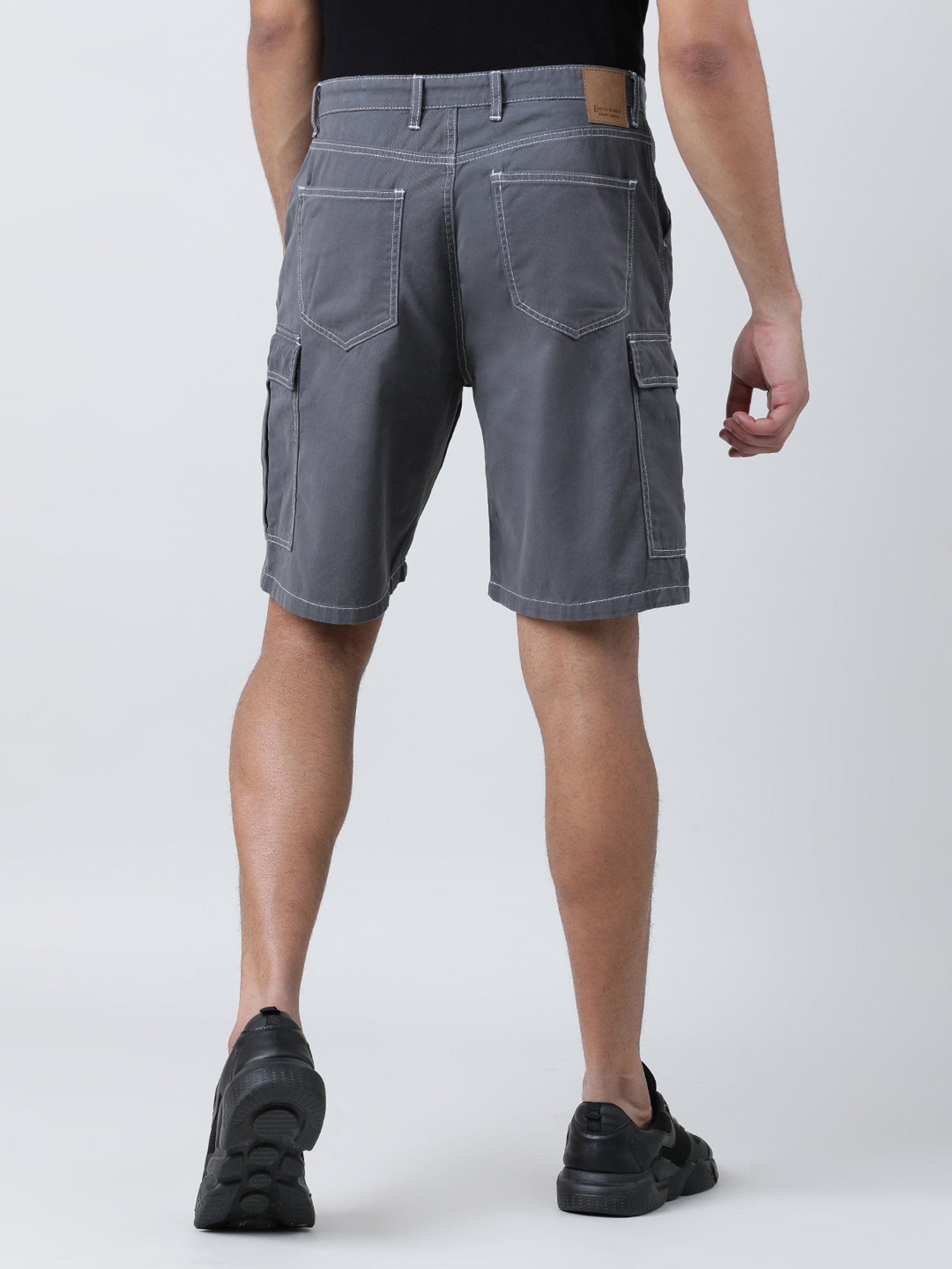 Bene Kleed Iron Grey Relaxed Fit Cotton Cargo Shorts