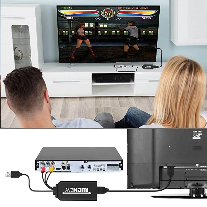 RCA to HDMI Converter  AV to HDMI Adapter 3RCA CVBS Composite to Audio Video Converter Supporting PAL NTSC 1080P for WII WII U PC Laptop Xbox PS3 PS4 TV STB VHS VCR Camera DVD Players