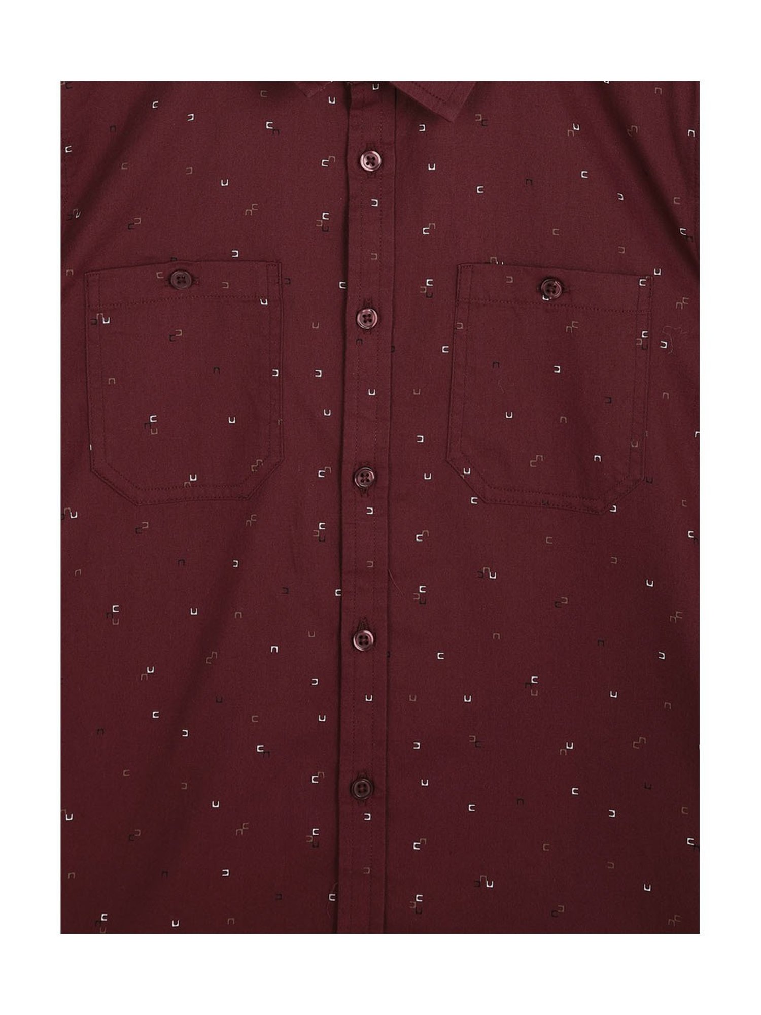 Peter England Kids Maroon Printed Full Sleeves Shirt