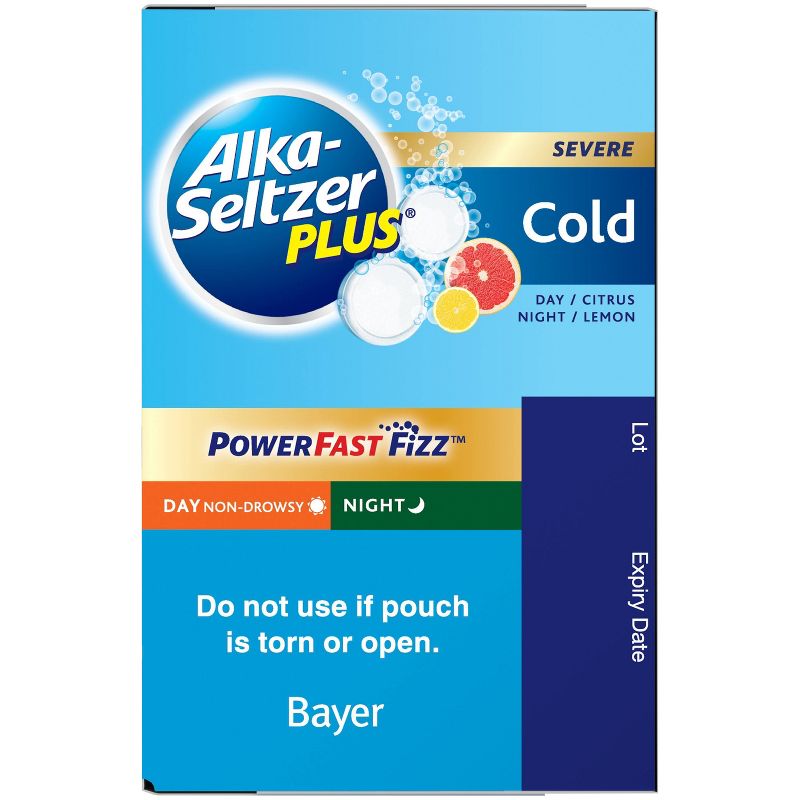Alka-Seltzer Plus NSAID Cold Day/Night Pack PowerFast Fizz Tablets - Citrus Lemon - 20ct