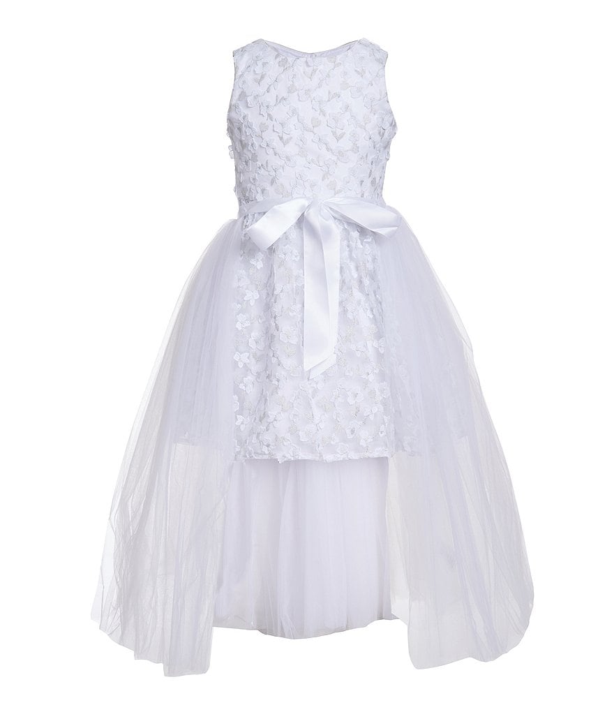 Badgley Mischka Big Girls 7-16 Floral/Mesh Walk-Through Dress