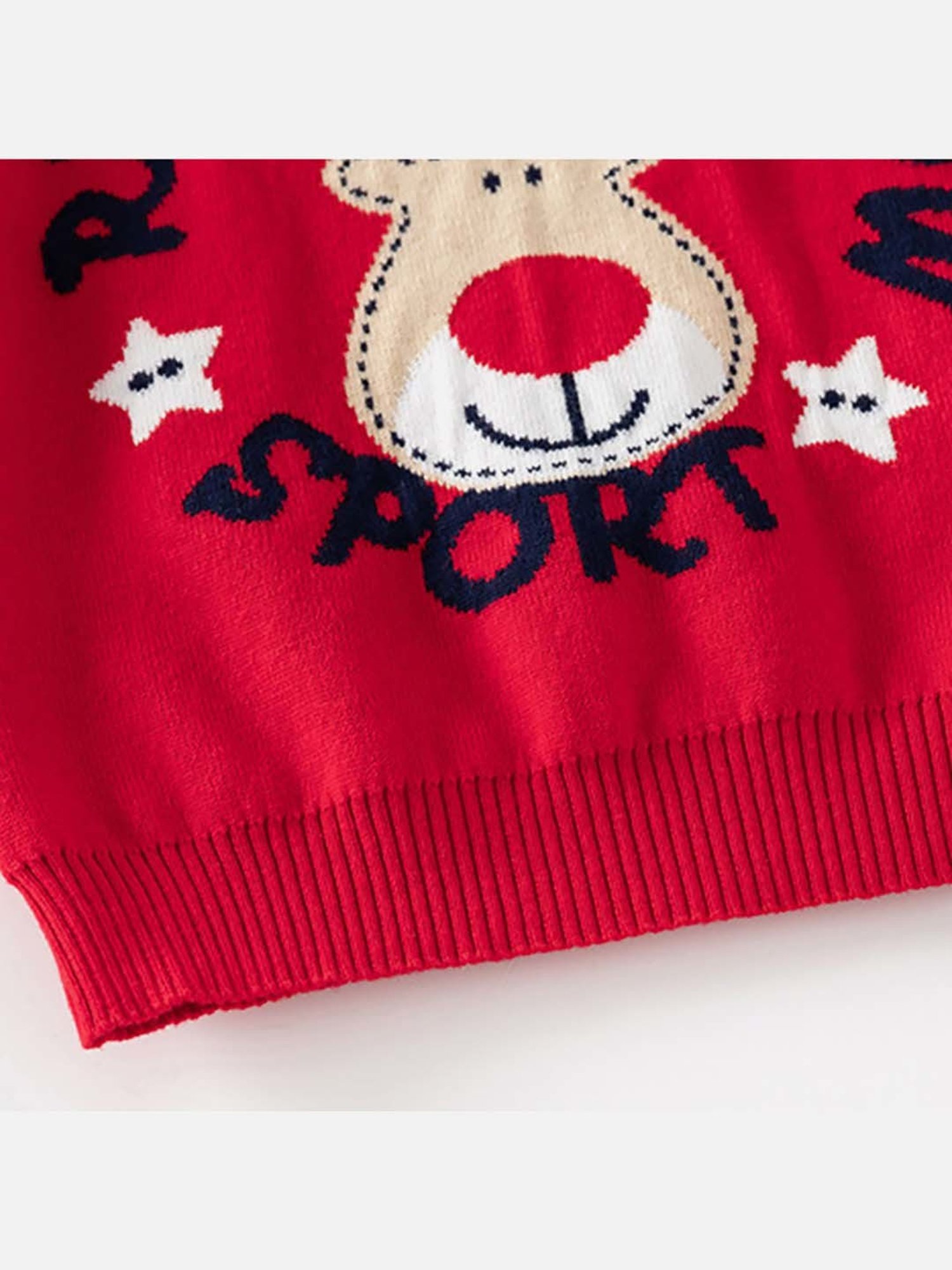 Little Surprise Box Kids Red & Navy Printed Full Sleeves Sweater