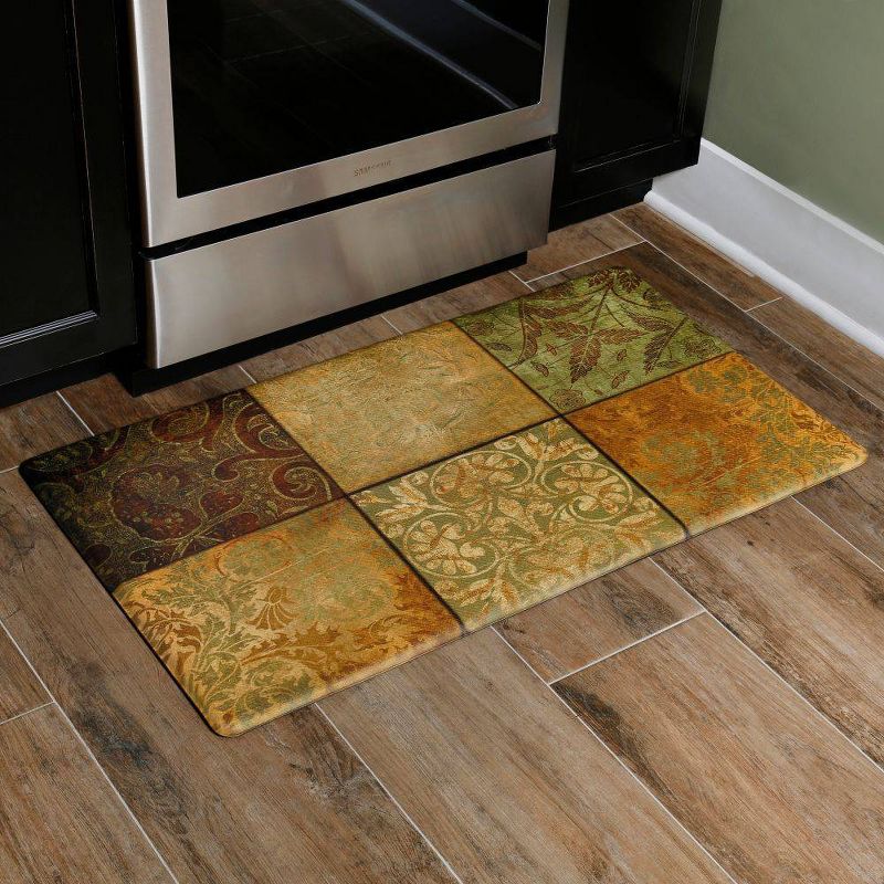 Home Dynamix 19" x 35" Mosaic Kitchen Mat Beige/Green