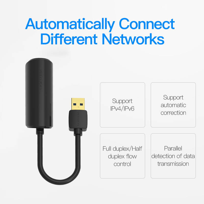 Vention USB 3.0 Network Adapter,USB 3.0 to RJ45 Ethernet Gigabit 10/100/1000 LAN Network Adapter MacBook, Mac Pro,XPS, Surface Pro, USB Flash, Mobile HDD, and More