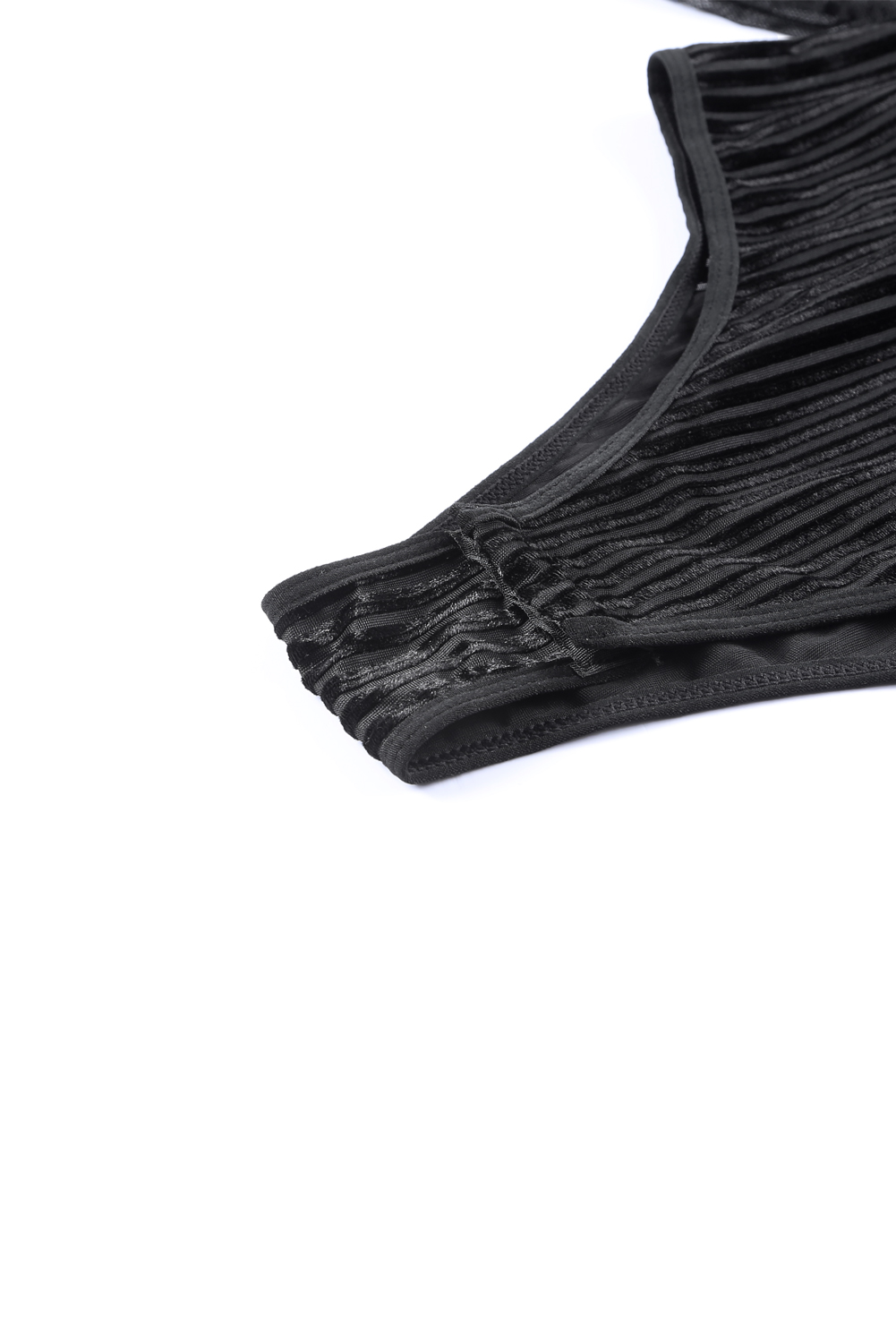 Black Ruffled Mesh Patchwork Slim Fit Bodysuit