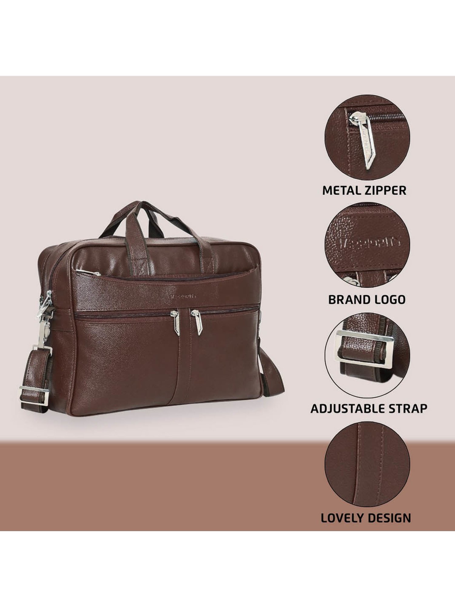 Priority Brown Synthetic Large Messenger Bag