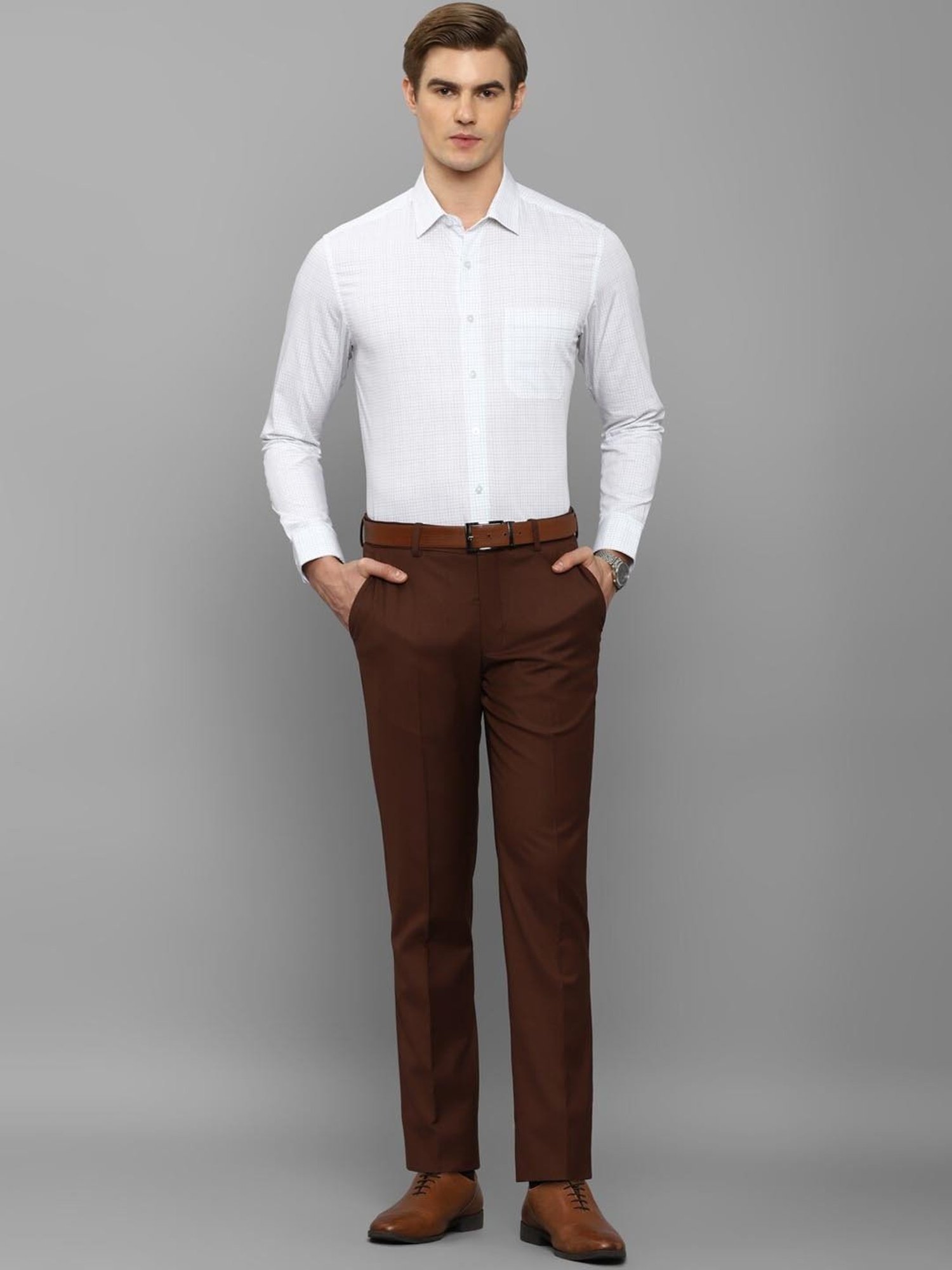 Louis Philippe Brown Slim Fit Trousers